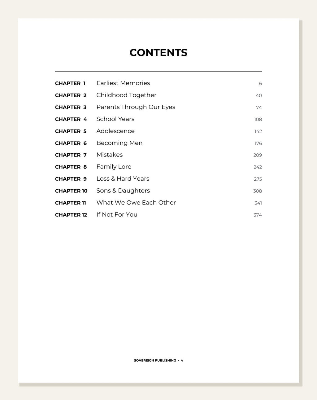 Conversations With Brothers — contents page