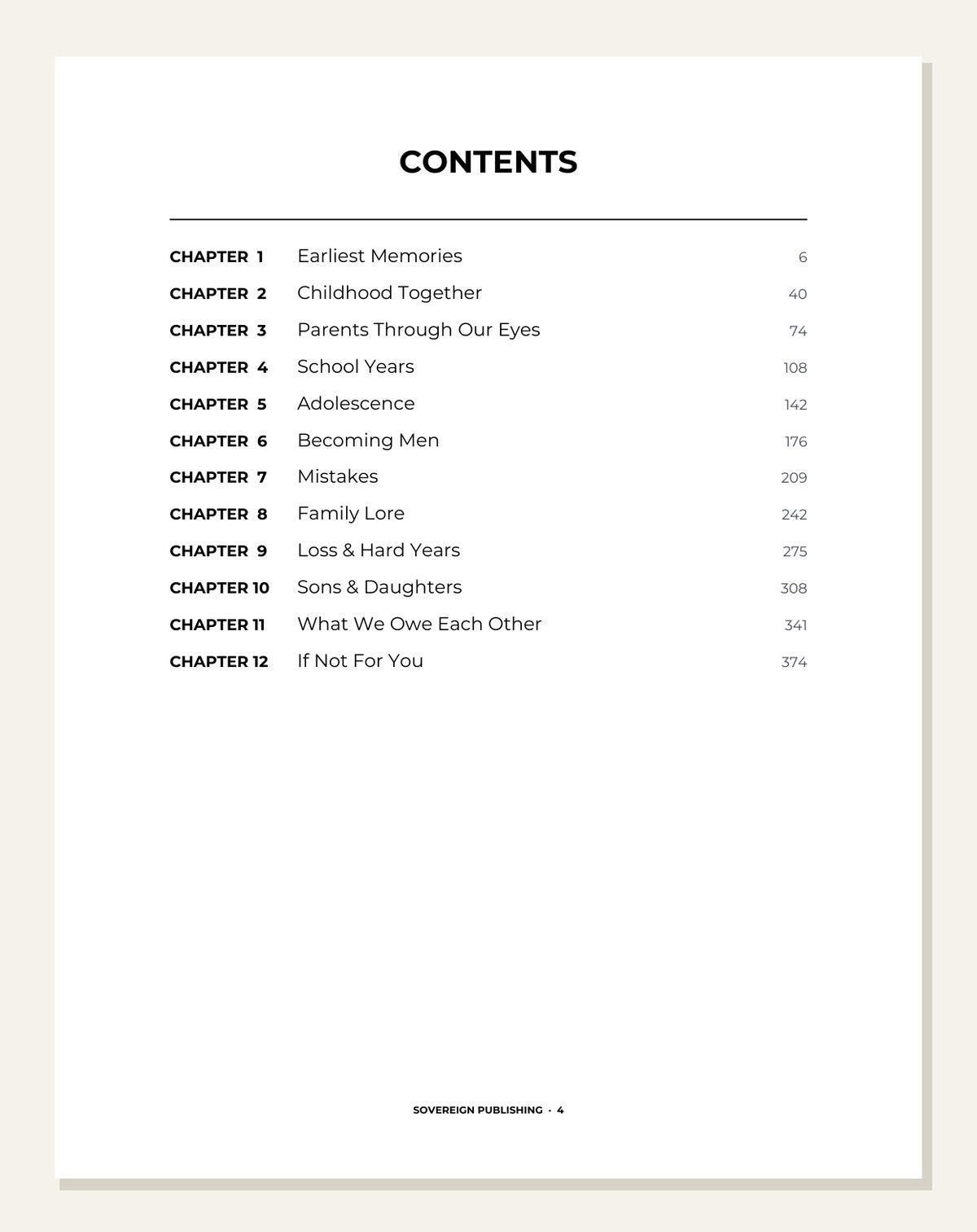 Conversations With Brothers — contents page