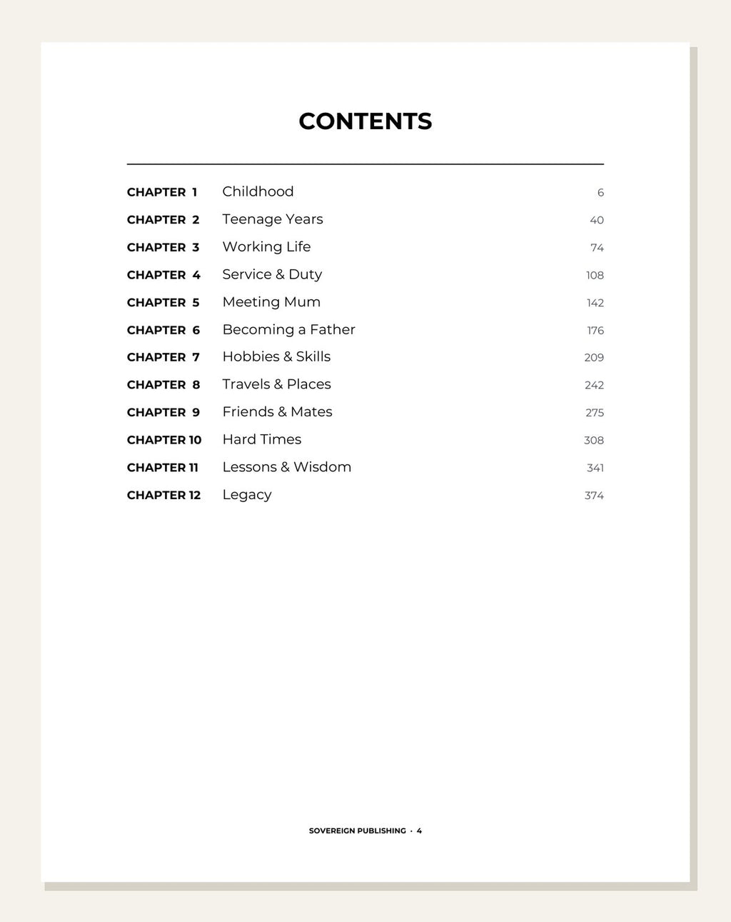 Conversations With Dad — contents page
