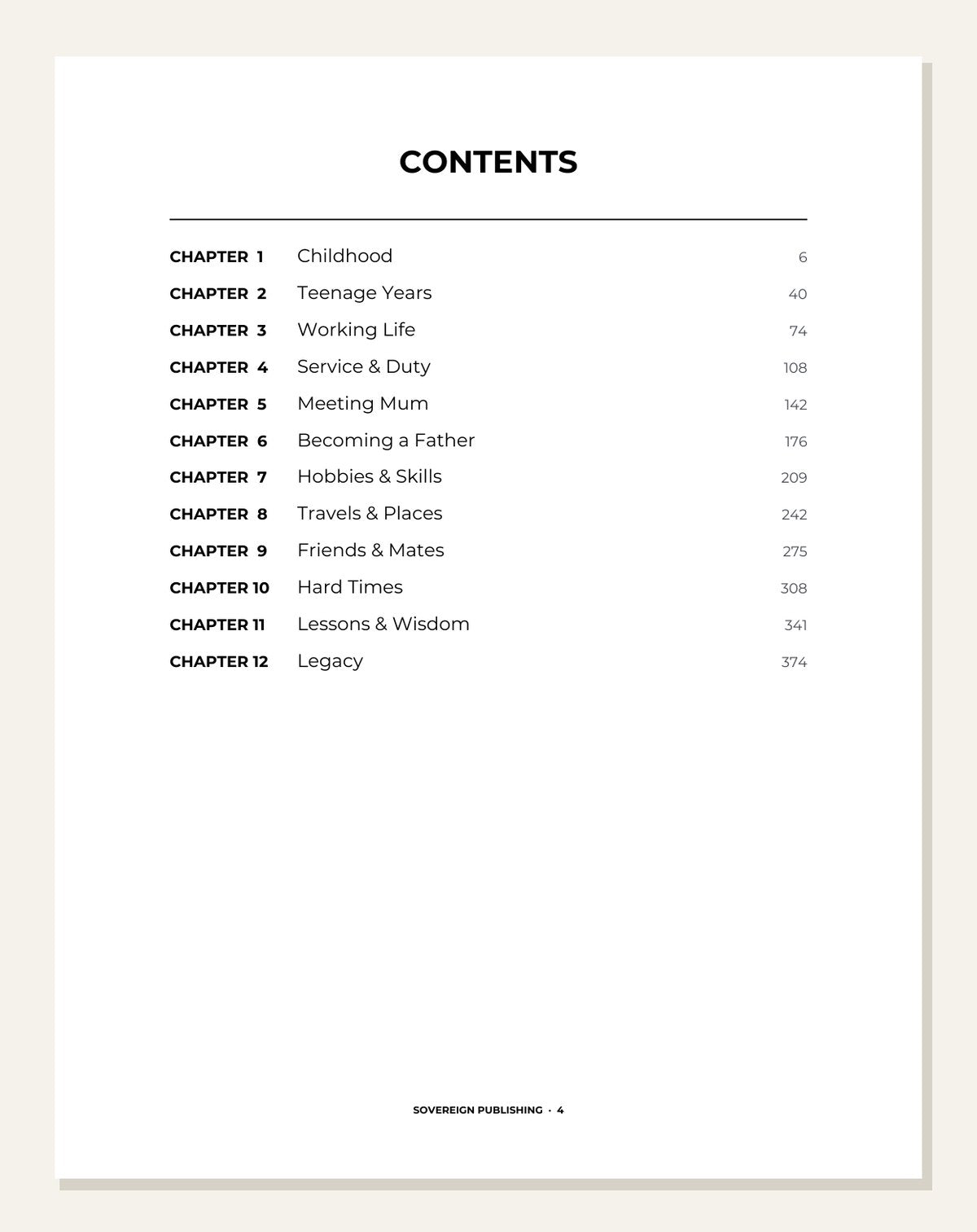 Conversations With Dad — contents page