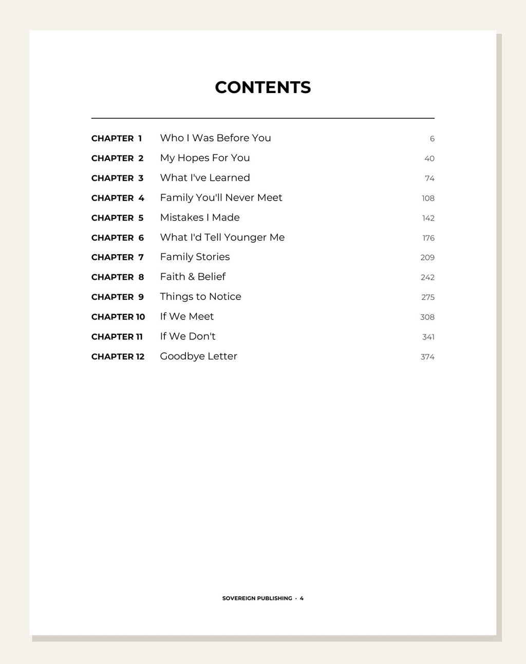 For My Grandchildren — contents page