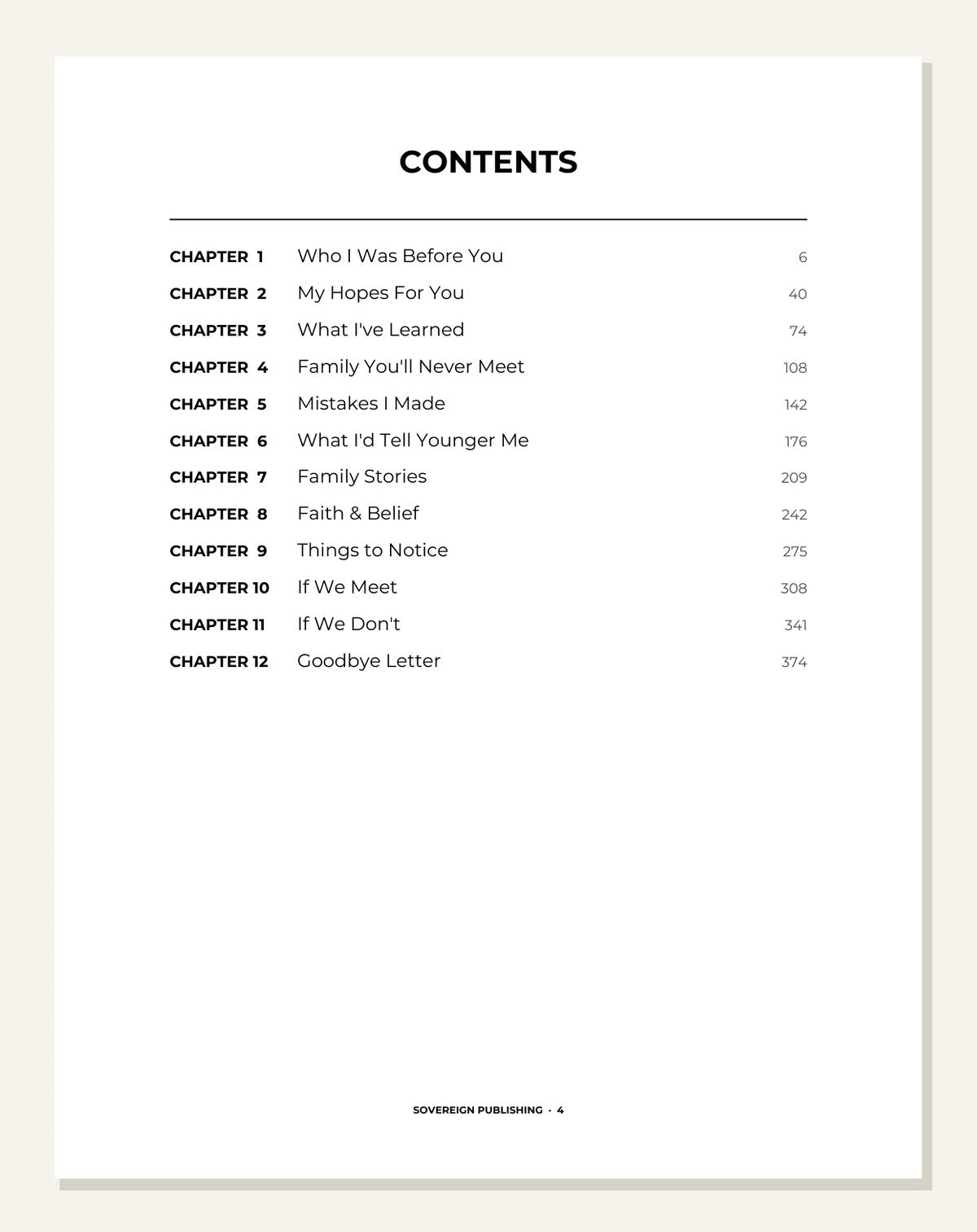 For My Grandchildren — contents page