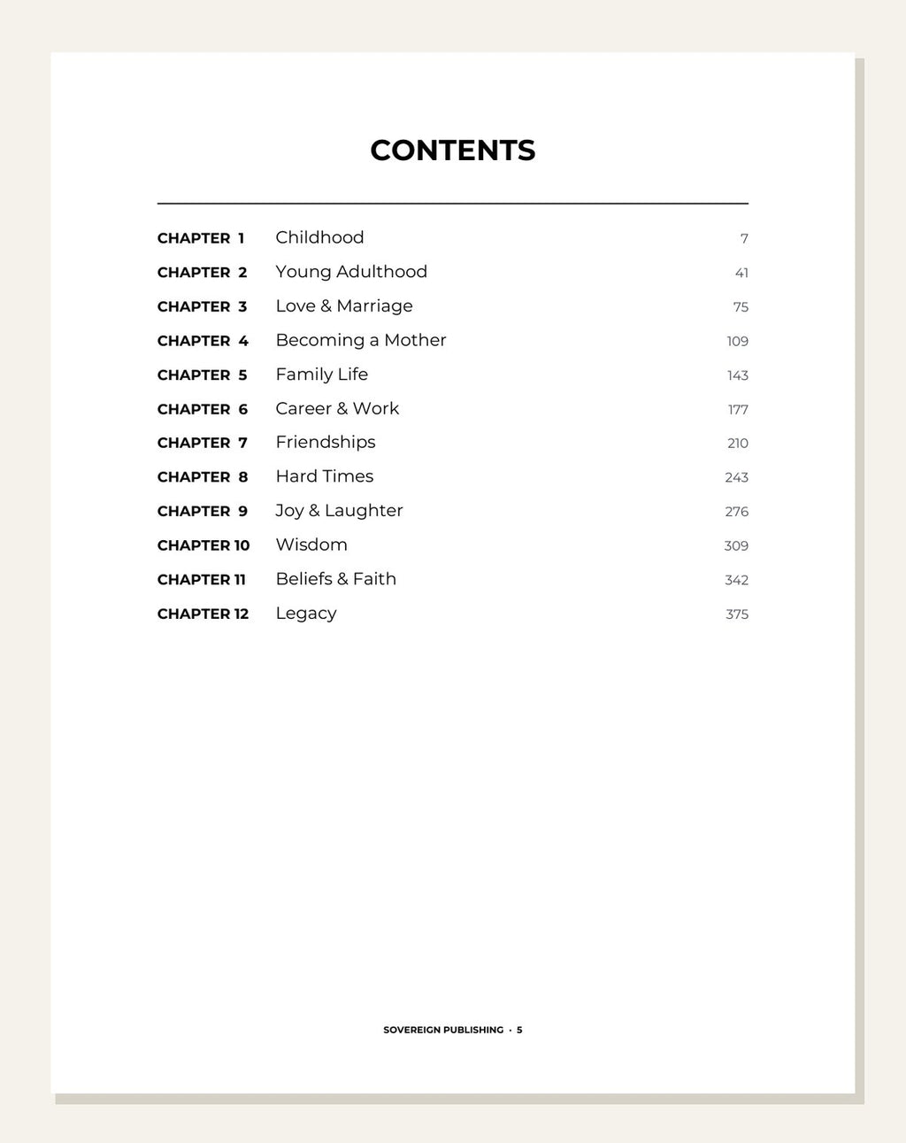 A Year With Mum — contents page