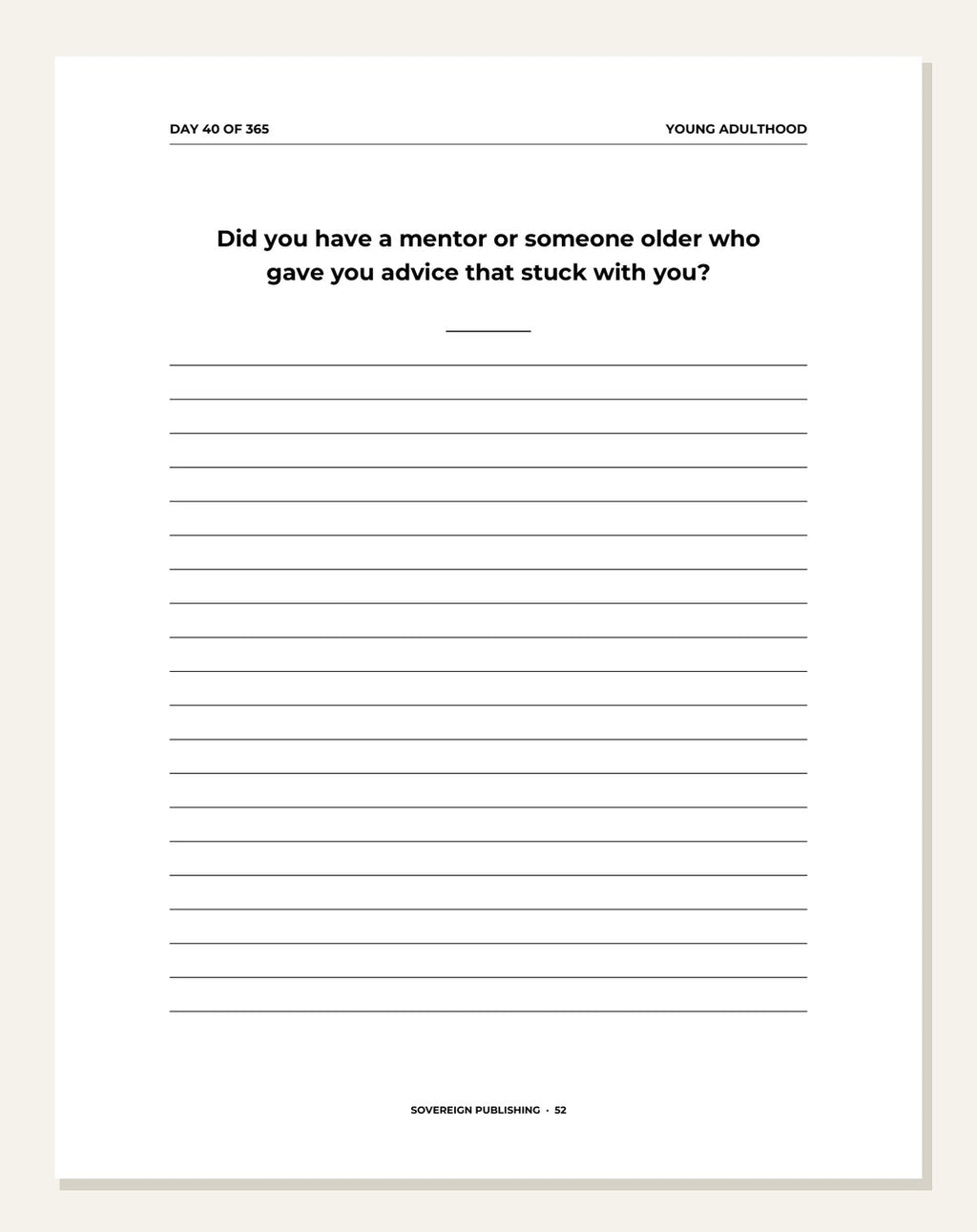 A Year With Mum — guided writing page