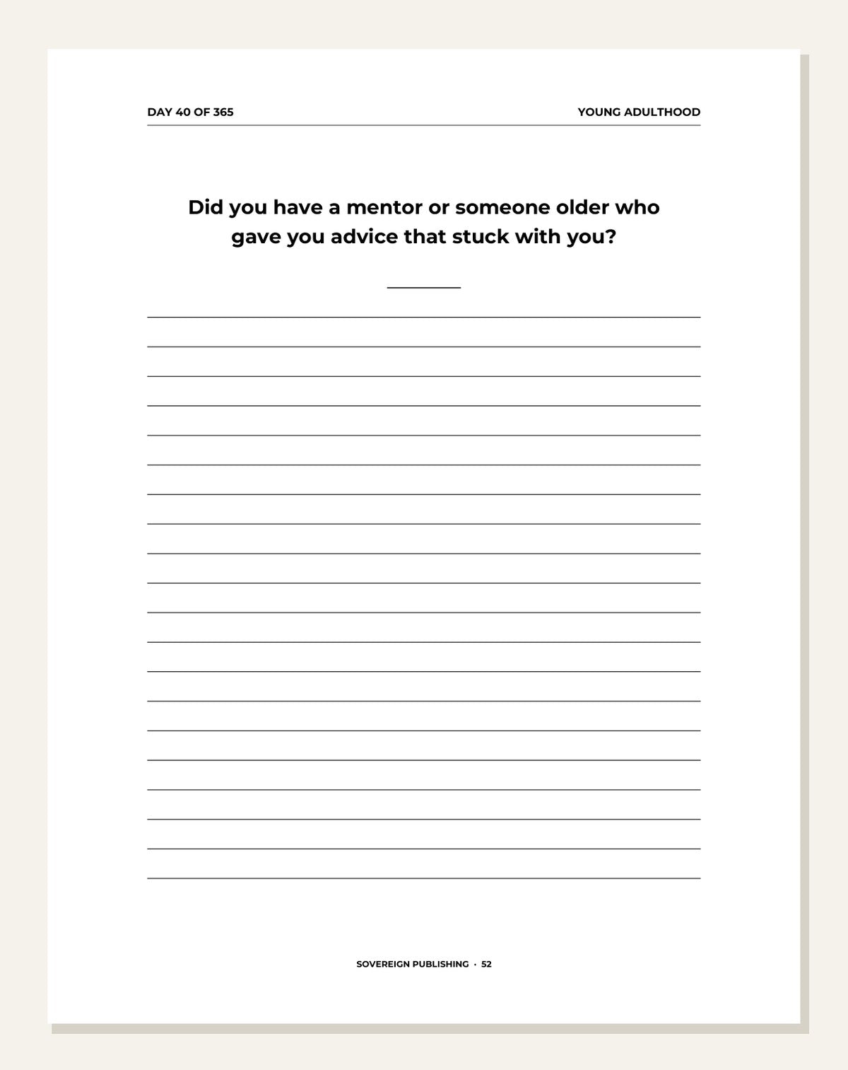 A Year With Mum — guided writing page