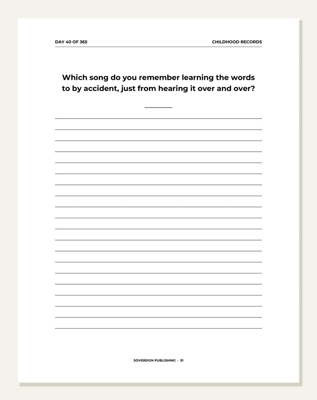 The Music of My Life — guided writing page