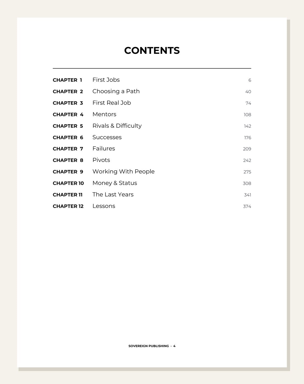 My Career — contents page