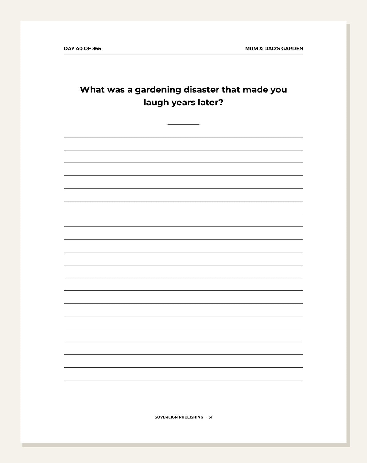 My Garden — guided writing page