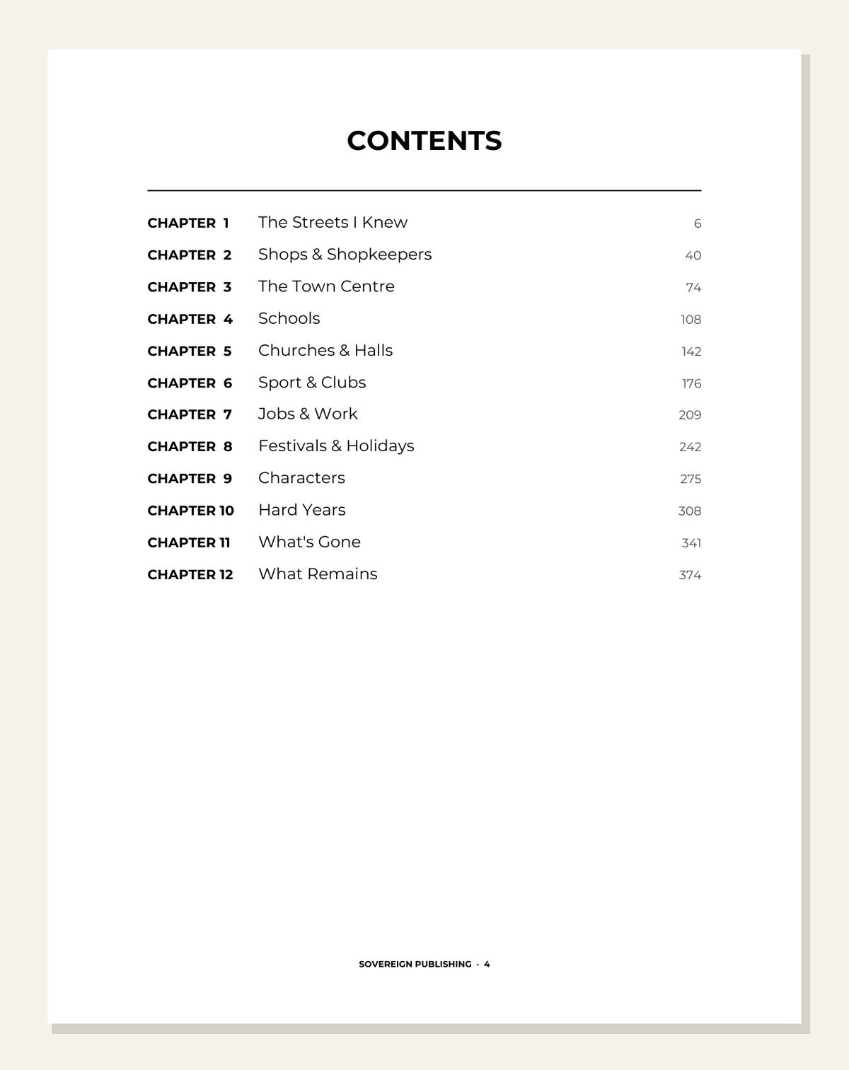 My Hometown — contents page