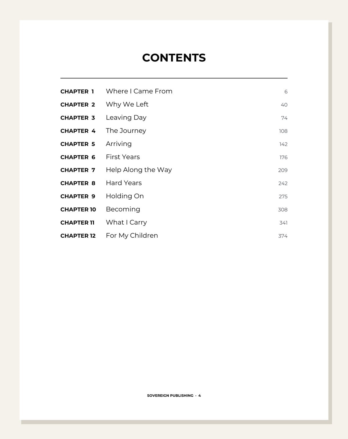 My Migration — contents page