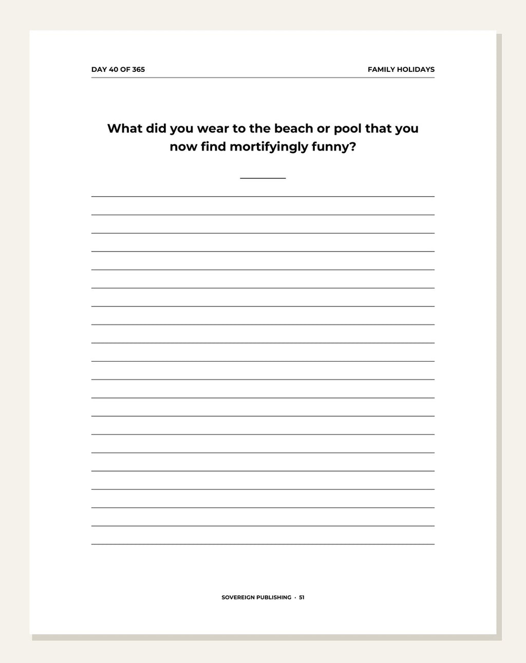Travels of a Lifetime — guided writing page