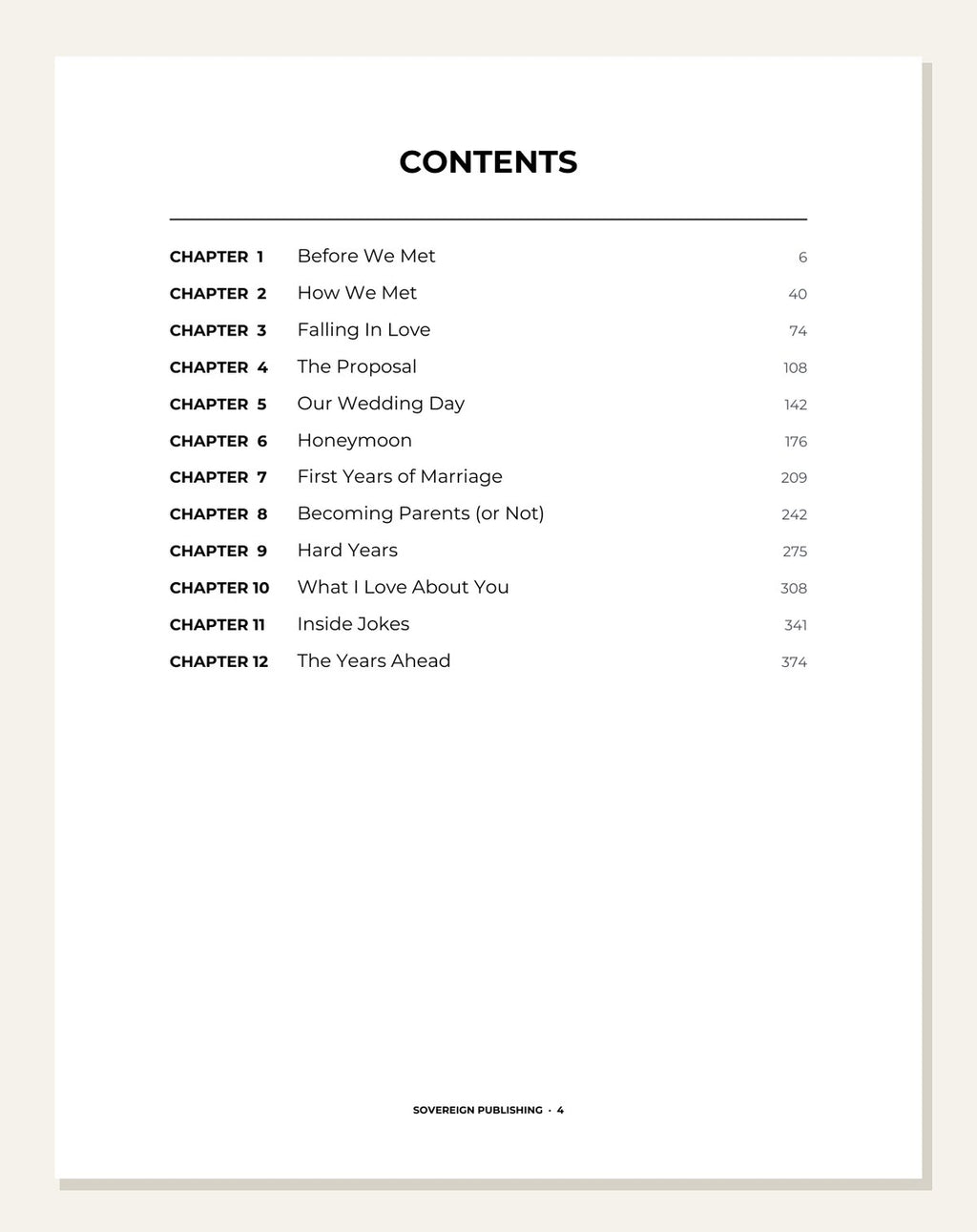 Our Wedding Story — inside page 1